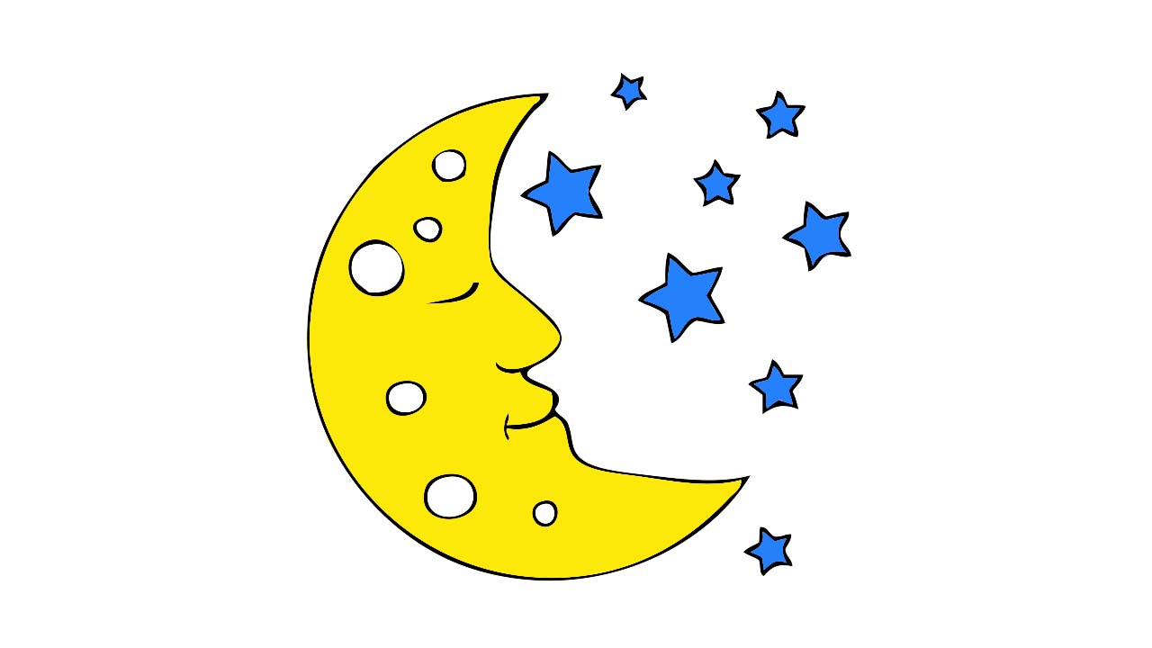 月亮和星星简笔画涂色图片