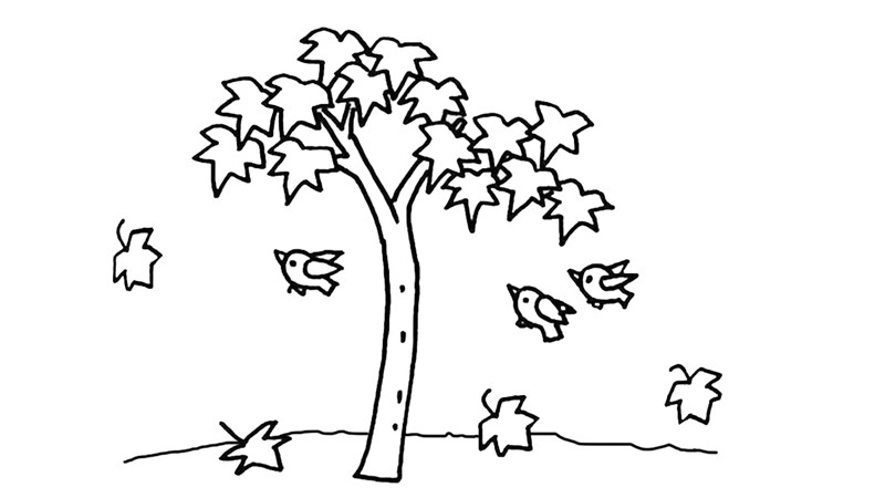 秋天的树简笔画